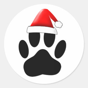 Dog Pawprint Santas Pet Ronde Sticker
