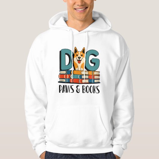 Dog Paws and Books Design Hoodie (Voorkant)