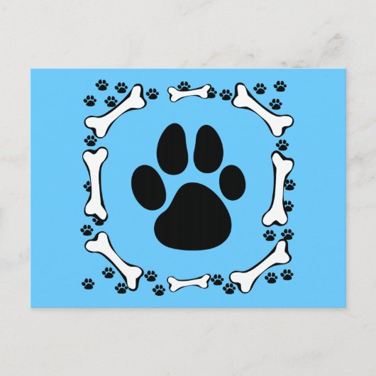 Dog Paws and Dog Bones Briefkaart (Voorkant)