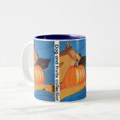 Dog paws and pumpkin Two-Tone coffee mug (Devant gauche)
