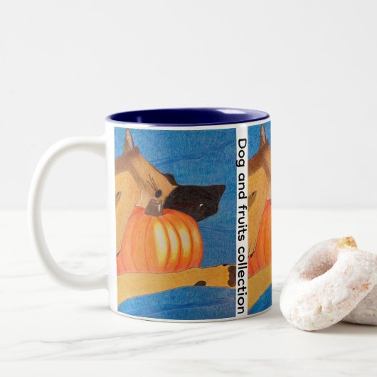 Dog paws and pumpkin Two-Tone coffee mug (Avec donut)