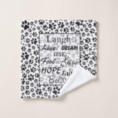 Dog Paws Black and White Polka Dot Bath Towel Set Bad Handdoek (Wasdoekje)