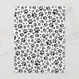 Dog Paws Black and White Polka Dot Briefkaart