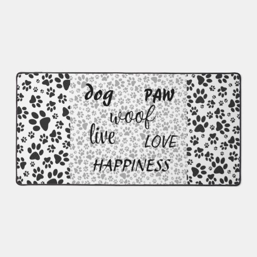 Dog Paws Black and White Polka Dot Bureaumat (Voorkant)