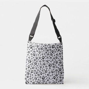 Dog Paws Black and White Polka Dot Crossbody Tas