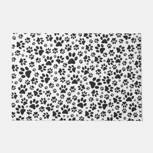 Dog Paws Black and White Polka Dot Deurmat (Voorkant)