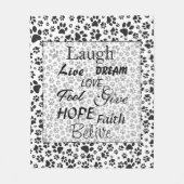 Dog Paws Black and White Polka Dot Fleece Blanket (Voorkant)
