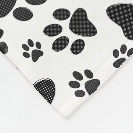 Dog Paws Black and White Polka Dot Fleece Deken (Hoek)