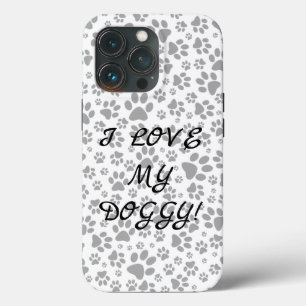 Dog Paws Black and White Polka Dot Hoesje-Mate iPh iPhone 13 Pro Hoesje
