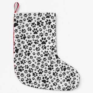 Dog Paws Black and White Polka Dot Kleine Kerstsok