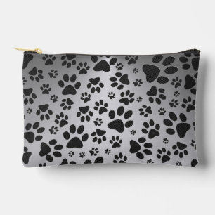 Dog Paws Black and White Polka Dot on metal Silver Etui