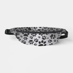 Dog Paws Black and White Polka Dot on metal Silver Heuptasje