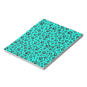 Dog Paws Black and White Polka Dot on vivid cyan Notitieblok