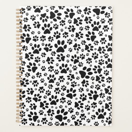 Dog Paws Black and White Polka Dot Planner (Voorkant)