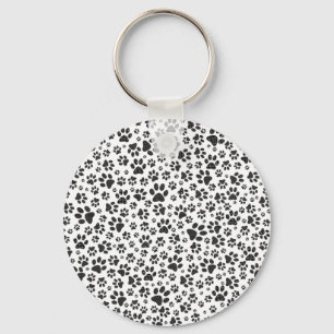 Dog Paws Black and White Polka Dot Sleutelhanger