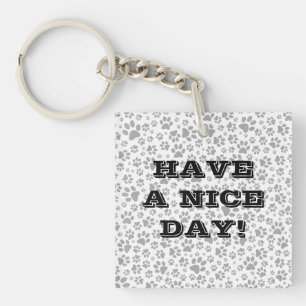 Dog Paws Black and White Polka Dot Sleutelhanger