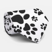 Dog Paws Black and White Polka Dot Stropdas (Opgerold)
