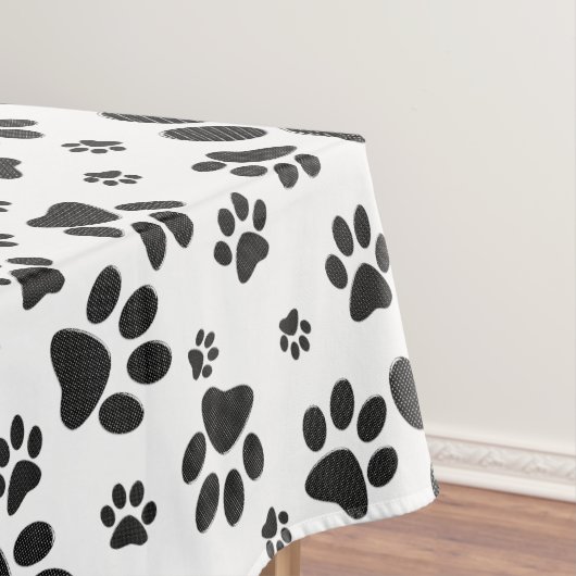 Dog Paws Black and White Polka Dot Tafelkleed (Voorbeeld)