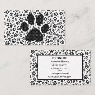 Dog Paws Black and White Polka Dot Visitekaartje