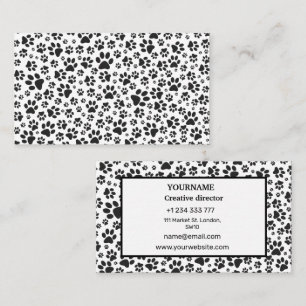 Dog Paws Black and White Polka Dot Visitekaartje