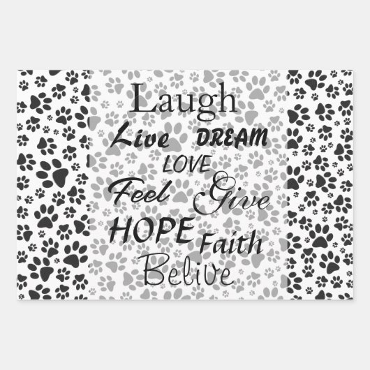 Dog Paws Black and White Polka Dot Wrapping Paper (Voorkant 2)