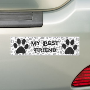 Dog Paws Black en White Polka Bumpersticker