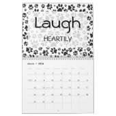 Dog Paws Black en White Polka Dot Calendar Kalender (Mar 2026)