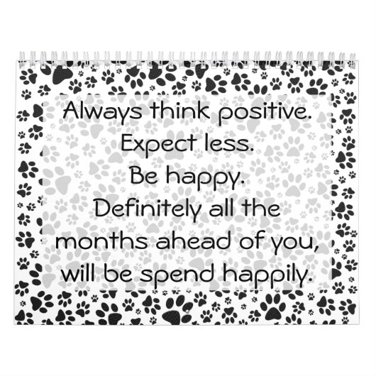 Dog Paws Black en White Polka Dot Calendar Kalender (Hoes)