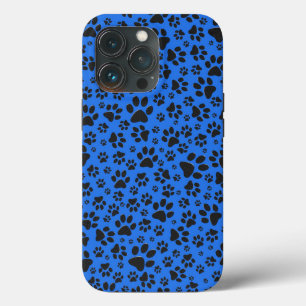 Dog Paws Black & White Polka Dot on tech blue iPhone 13 Pro Hoesje