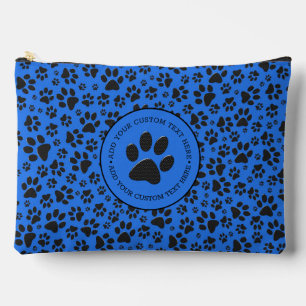 Dog Paws Black & White Polka Dot on tech blue Etui