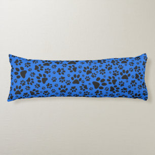 Dog Paws Black & White Polka Dot on tech blue Lichaamskussen
