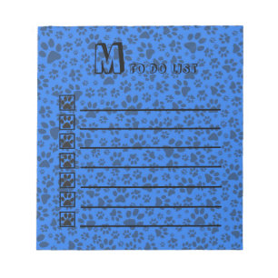 Dog Paws Black & White Polka Dot on tech blue Notitieblok