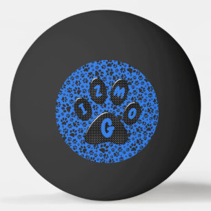 Dog Paws Black & White Polka Dot on tech blue Pingpongballen