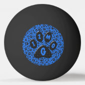 Dog Paws Black & White Polka Dot on tech blue Pingpongballen (Achterkant)