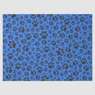 Dog Paws Black & White Polka Dot on tech blue Tissuepapier
