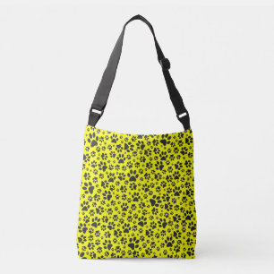 Dog Paws Black & White Polka Dot on yellow Crossbody Tas