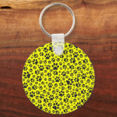 Dog Paws Black & White Polka Dot on yellow Sleutelhanger (Voorkant)