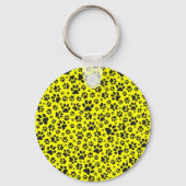 Dog Paws Black & White Polka Dot on yellow Sleutelhanger (Achterkant)