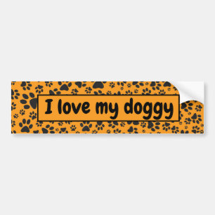 Dog Paws Black & White Polka Dot op dahlia oranje Bumpersticker