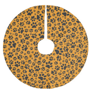 Dog Paws Black & White Polka Dot op dahlia oranje Kerstboom Rok