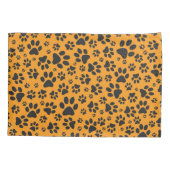 Dog Paws Black & White Polka Dot op dahlia oranje Kussensloop (Achterkant)