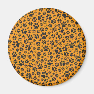 Dog Paws Black & White Polka Dot op dahlia oranje Magneet