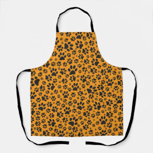 Dog Paws Black & White Polka Dot op dahlia oranje Schort