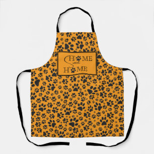 Dog Paws Black & White Polka Dot op dahlia oranje Schort