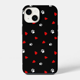 Dog Paws Heart Pattern iPhone 14 Hoesje