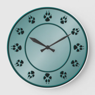Dog Paws in Turquoise Clock Grote Klok