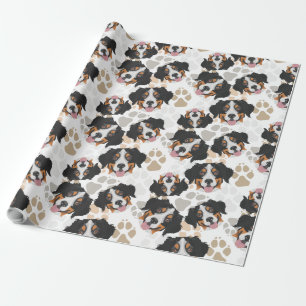 Dog paws patroon Bernese Mountain Dog Cadeaupapier