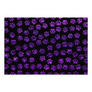 Dog Paws, Paw prints, Glitter - Paars Zwart Foto Afdruk
