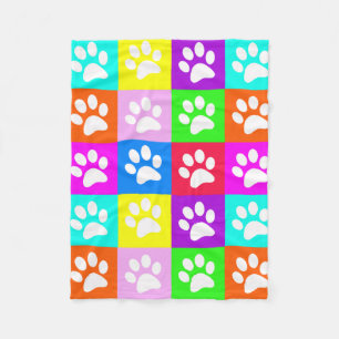 "Dog Paws Pop Art" Vluienbak Fleece Deken