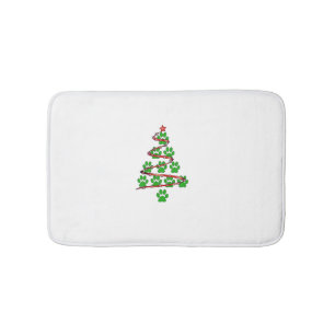 Dog Paws Print Kerstboom voor Hondenliefhebbers Badmat
